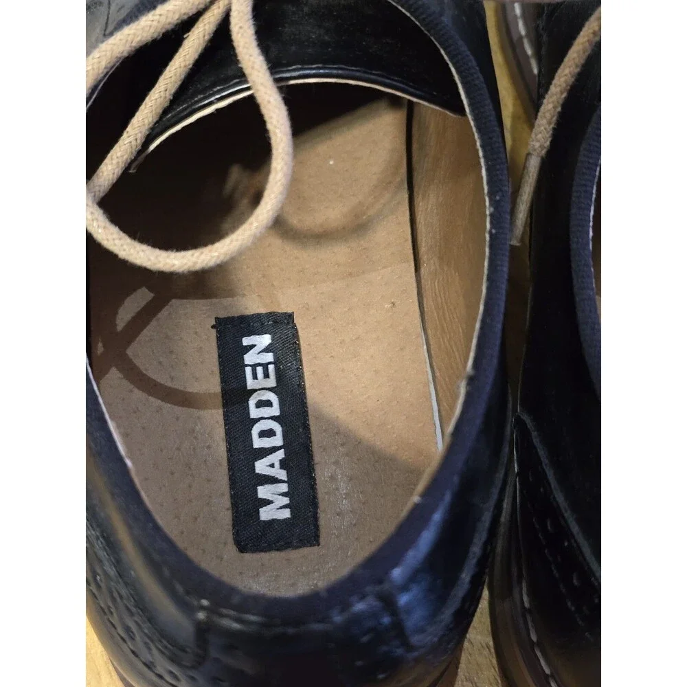 Steve Madden Mens Oxford Dress Shoes 10 Black Tie Up